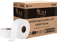 TOILET PAPER JUMBO 2 PLY 300M ESSENTIALS 1100E LIVI CTN 8