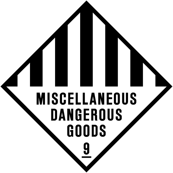 LABEL 'MISC DANGEROUS GOODS 9' 100mm X 100mm BLACK/WHITE RIPA ROLL 500