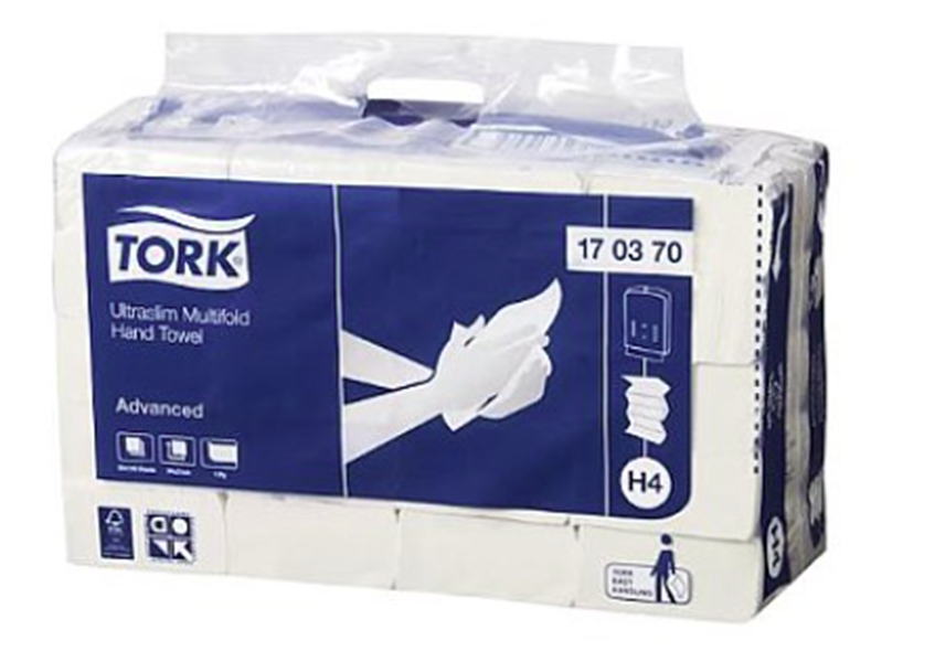 HAND TOWEL INTERLEAVED 24 X 21cm ULTRASLIM H4 ADVANCED 170370 TORK CTN 20