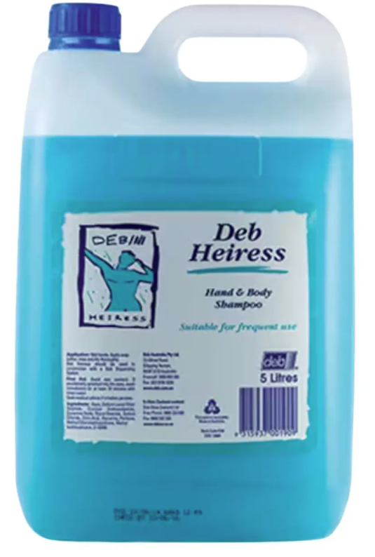 HAND WASH HEIRESS HAND & BODY SHAMPOO 0190 5Ltr DEB CTN 4